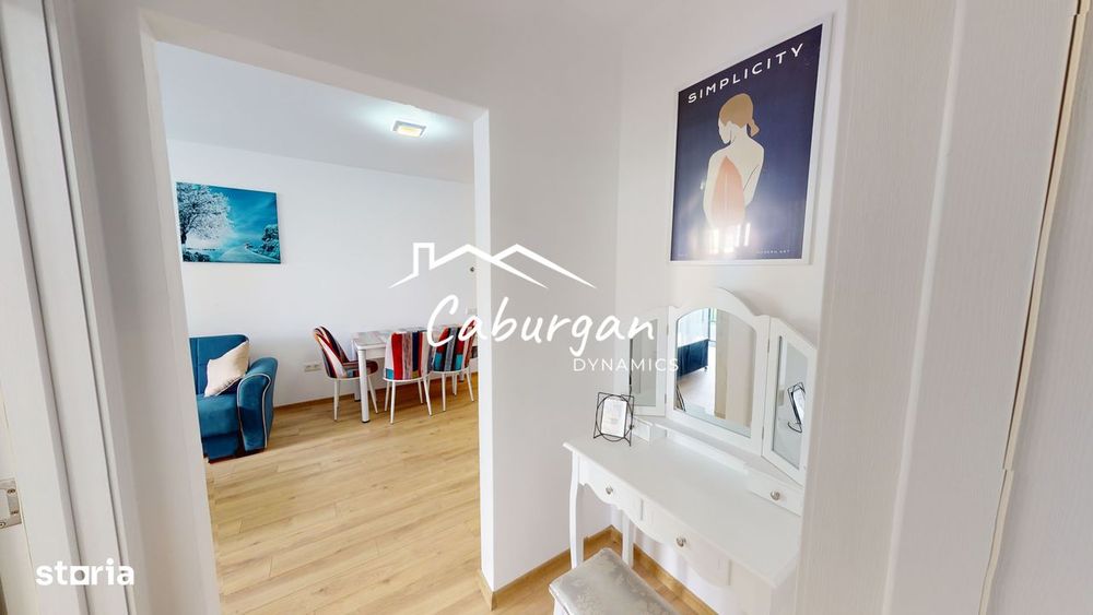 Apartament cu 2 camere, 50mp utili+balcon, bucatarie inchisa,parcare.
