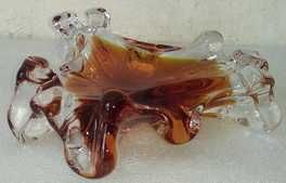 Новая пепельница (богемское стекло, коричневая)