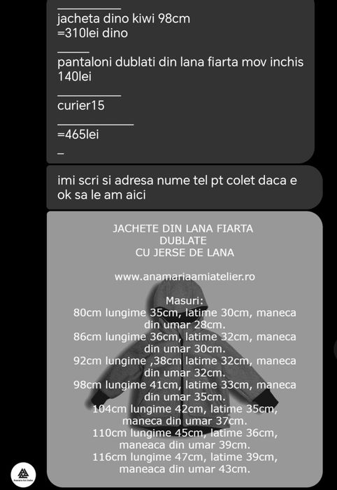 Jacheta lana si pantaloni dublati