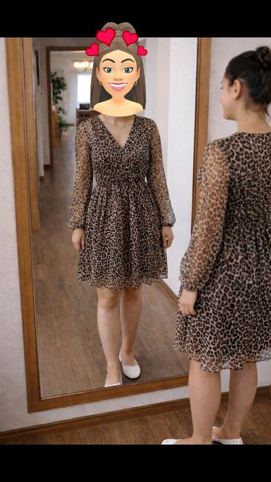 Rochie elegantă imprimeu leopard