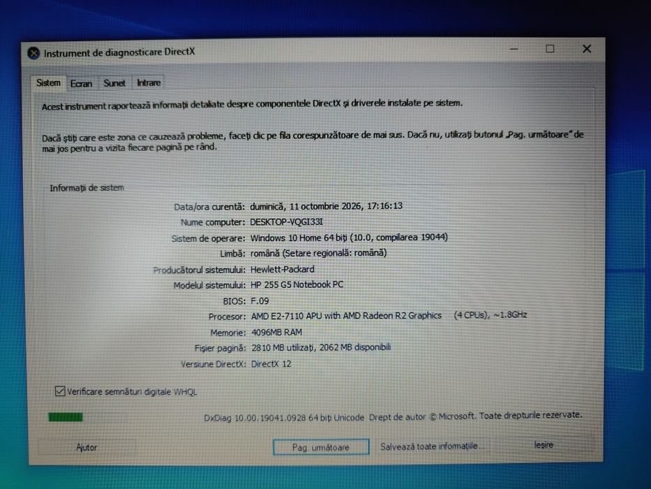Laptop HP/ 15,6 inch / AMD/ 4 GB RAM / ssd 128 gb