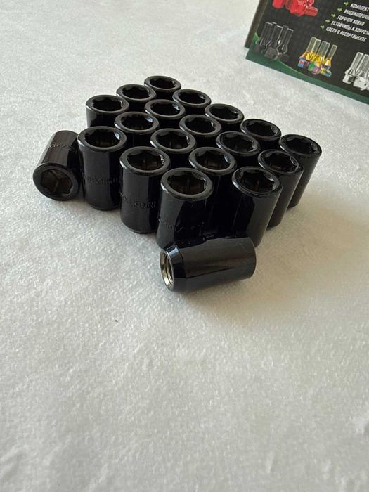 Комплект гаек 200045XL/BC М12х1.5 конус внутренний шестигранник черный