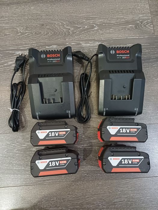 Комплект 4бр батерии 4ah + 2бр зарядни Bosch Professional  18V
