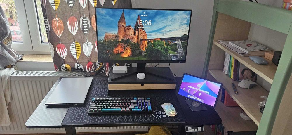 Birou Electric Reglabil pe Inaltime, Dr.Shield Nova, 110 x 60 x 70 CM, Mouse Pad Inclus – Negru