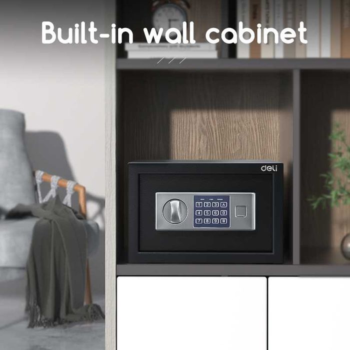 Сейф DELI ET520 электронный замок+ключ, черный, 200х310х200 мм, 5,5 кг