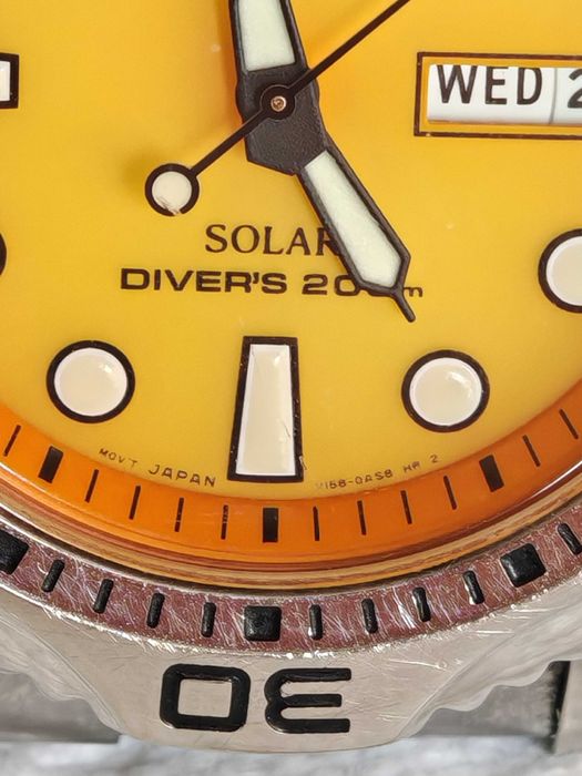 Супер Рядък Модел на SEIKO SOLAR DIVER'S V158 OAEO Оранжев Циферблат