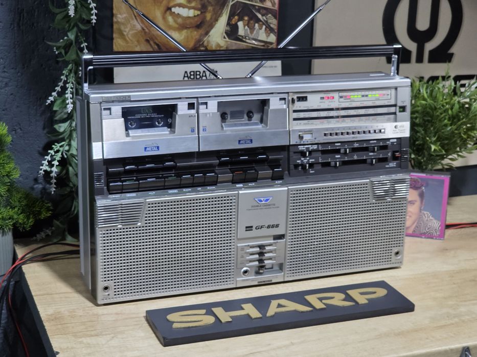 Boombox SHARP GF-666, radio casetofon portabil , dublu casetofon,  stereo hifi