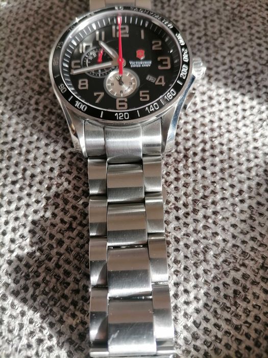 590лв.налена ЦЕНА Victorinox Clasic XLS Alarm Quartz Black Dial Mens