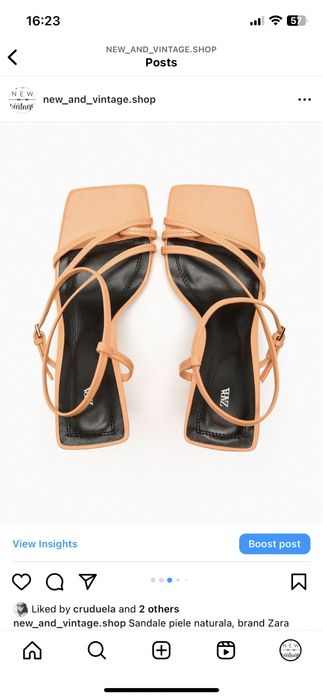 Sandale piele naturala zara marime 37 38 toc elegante