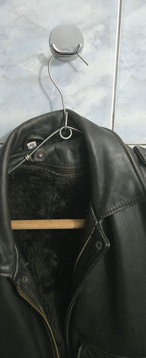 Geacă piele naturală pilot, nr 54 , XL, blană detașabilă
