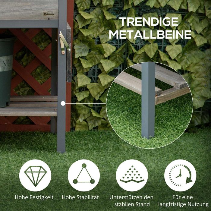 Саксия Outsunny с повдигната леха с 2 сгъваеми рафта Долен рафт