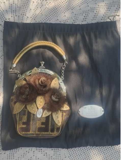 Fendi Selleria Velvet Mink Fur Flower Geanta