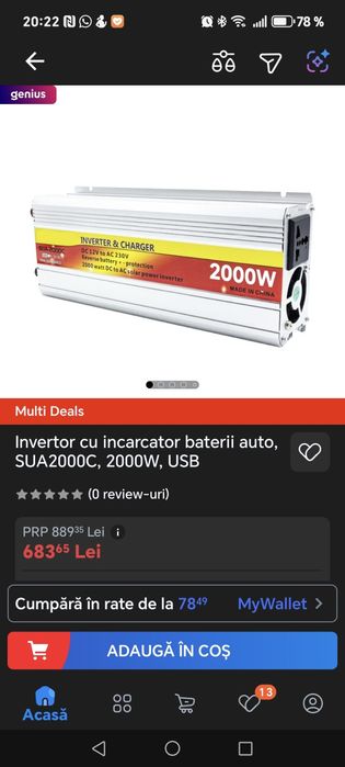 Invertor & Încărcător 2 in 1- 2000W