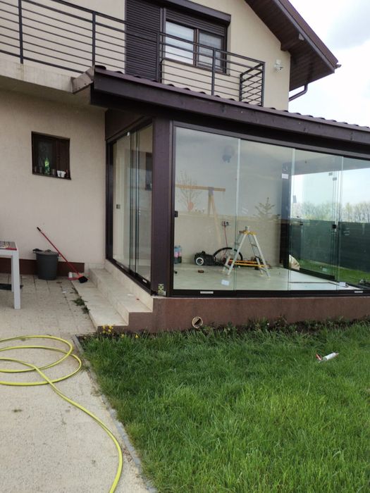 Sticlă glisantă cu sau fără rama securizat sau duplex inchideri terase