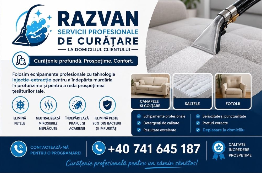 Servicii de curatare coltare, canapele, saltele, mochete