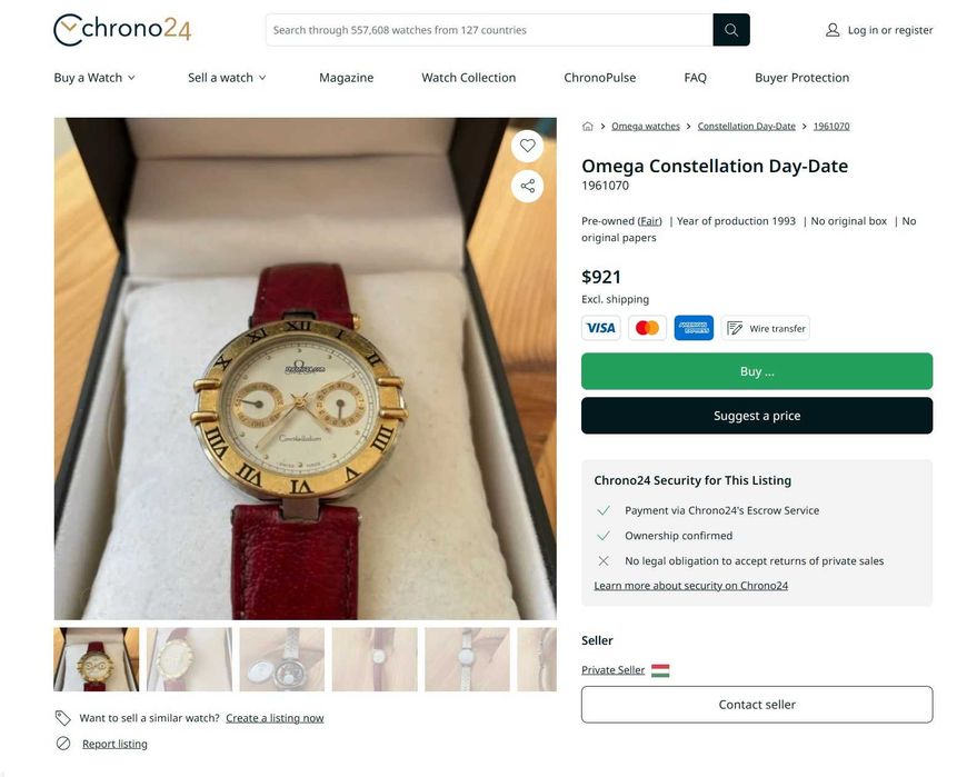 Omega Constellation Day Date Bicolor Piele Ladies ceas dama