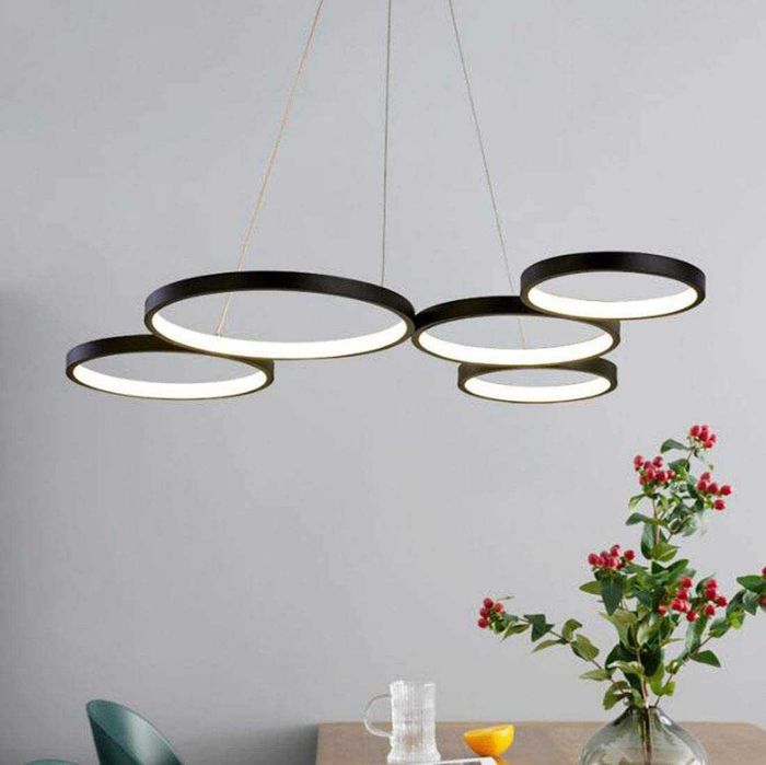 Модерен лед LED  полилей висяща Висулка с четири пръстена дистанционно
