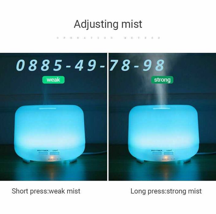 ГОЛЯМА LED ЛАМПА 7 цвята и ДИСТАНЦИОННО, Арома дифузер, овлажнител