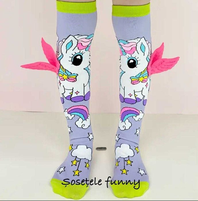 Șosete lungi colorate pentru fetițe, 4-7 ani