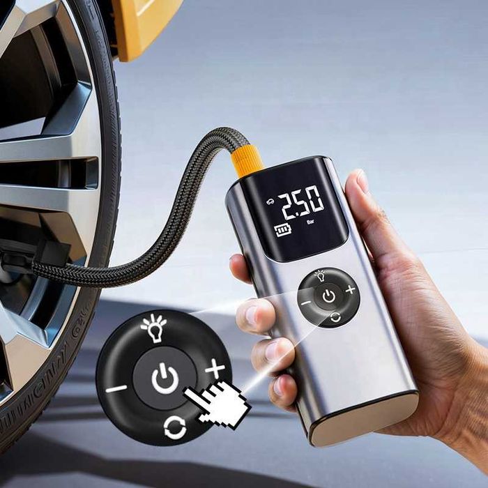 Насос автомобильный беспроводной компрессор аккумуляторный + Powerbank
