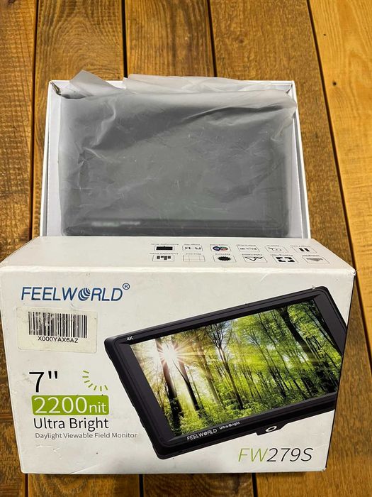 FEELWORLD FW279 – 7″ ултра ярък монитор, 2200 nits, 4K HDMI +2 батерии