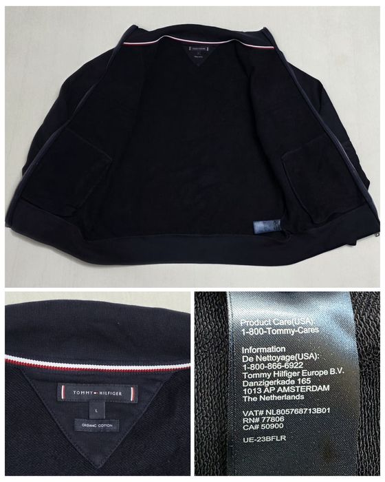 Jacheta casual Tommy Hilfinger 100% bumbac, bluza cu fermoar, Nr. L