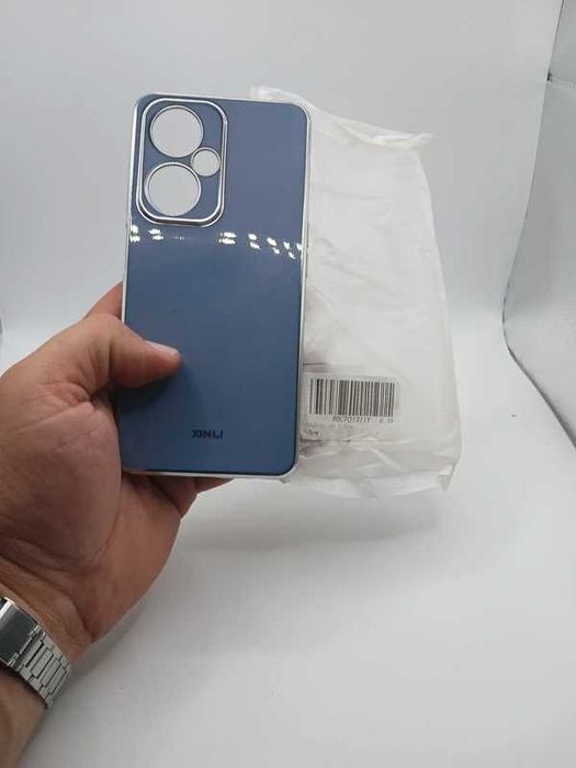 Husă Premium XINLI Slim pentru Oppo A98 5G – Albastru Mat cu Margini Argintii