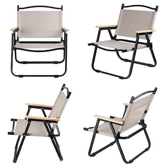 Удобен и стабилен сгъваем стол за тераса и къмпинг