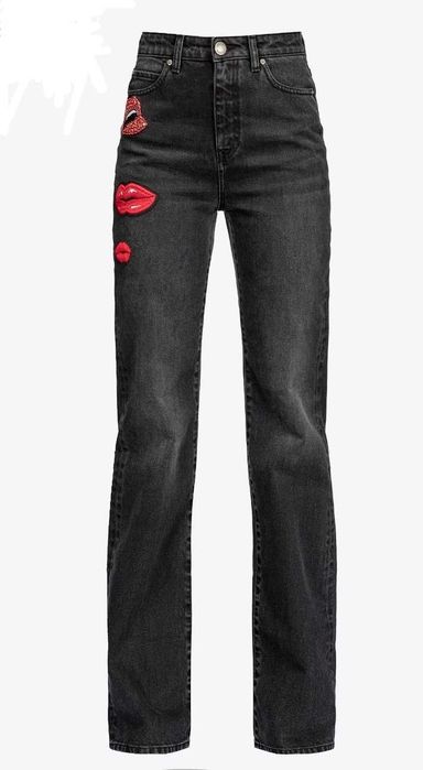 Pinko Черни прави дънки с бродерия на целувки Flavia 2