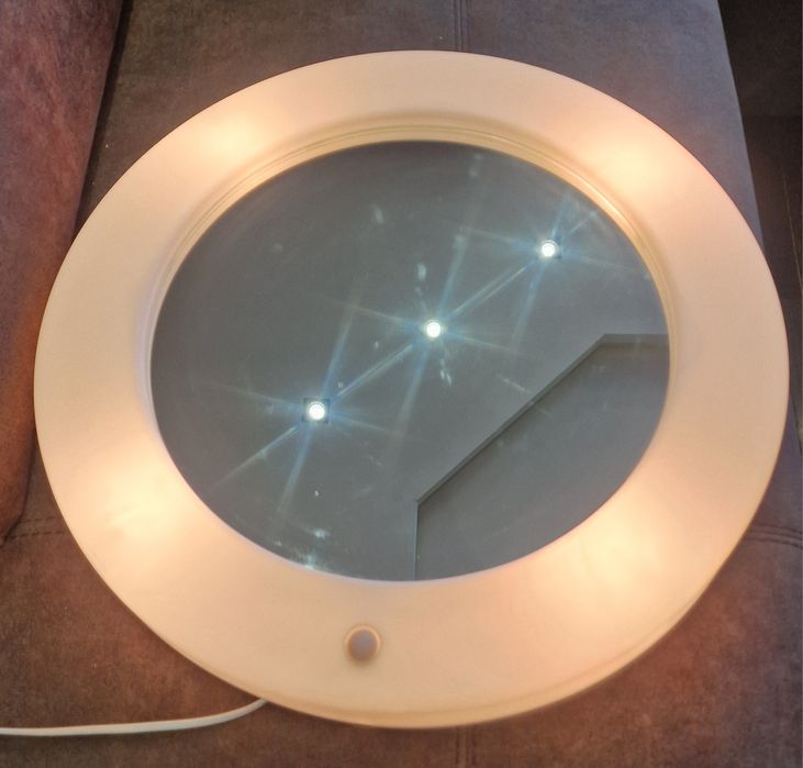 IKEA Огледало за баня с вградено осветление 54см диаметър