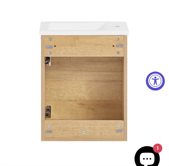 Set mobilier baie suspendat cu lavoar si oglinda-finisaj natur