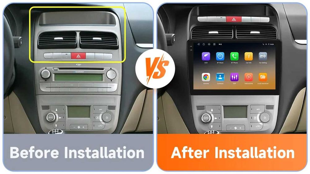 Мултимедия 9″ Android 14 за FIAT LINEA CARPLAY навигация RDS DSP GPS