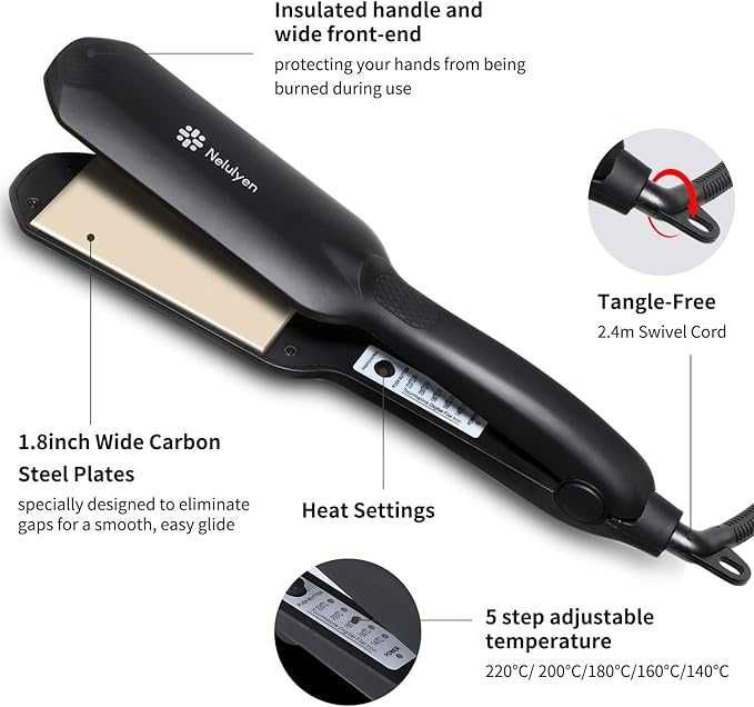 Преса за коса Nelulyen, двойна права керамична преса за коса