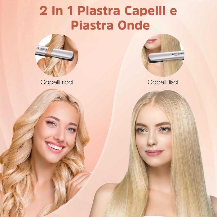 Преса за коса BESTOPE PRO, керамична , LCD , 120-230°C, 2-In-1 цвят шампанско