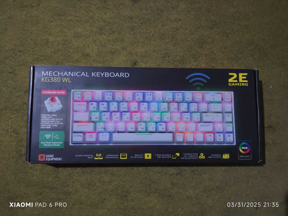 Simsiz, o'yin, mexanik klaviaturasi 2E GAMING klaviaturasi KG380, RGB