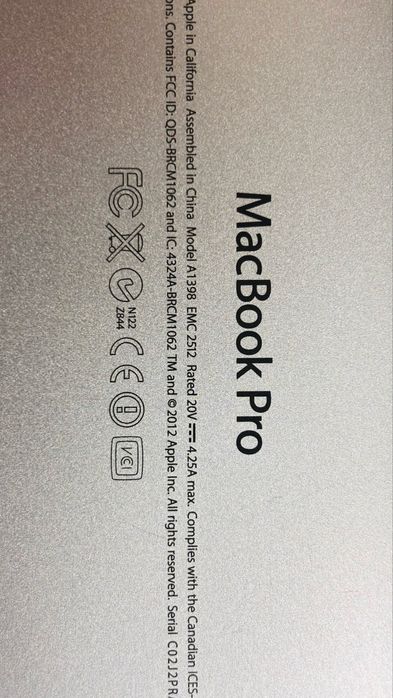 MacBook pro 15 , 8/256 ,2015