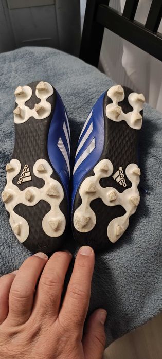 Ghete fotbal copii Adidas albastru/ alb mărimea 34
