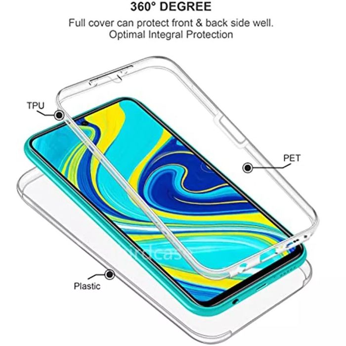 Прозрачен 360 Градуса Кейс за Xiaomi Redmi Note 9 Pro / Note 9 / 9S