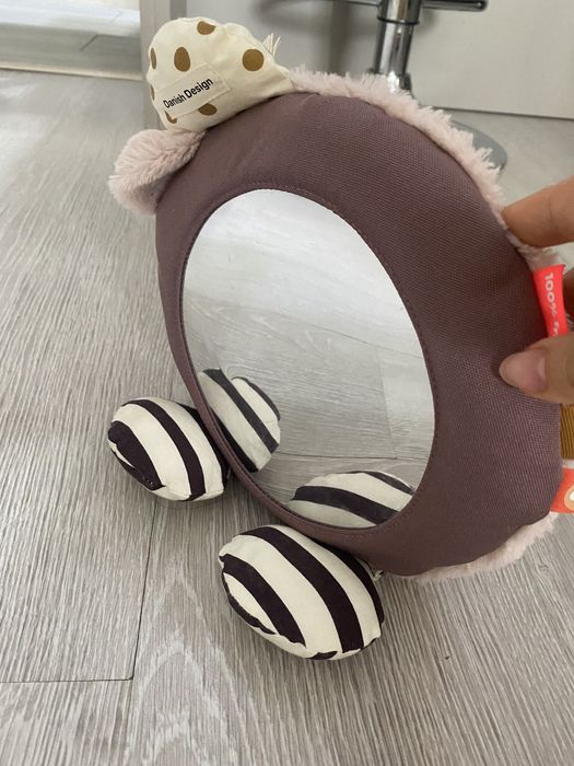 Jucărie cu oglinda pentru bebeluși Done By Deer,din bumbac,roz