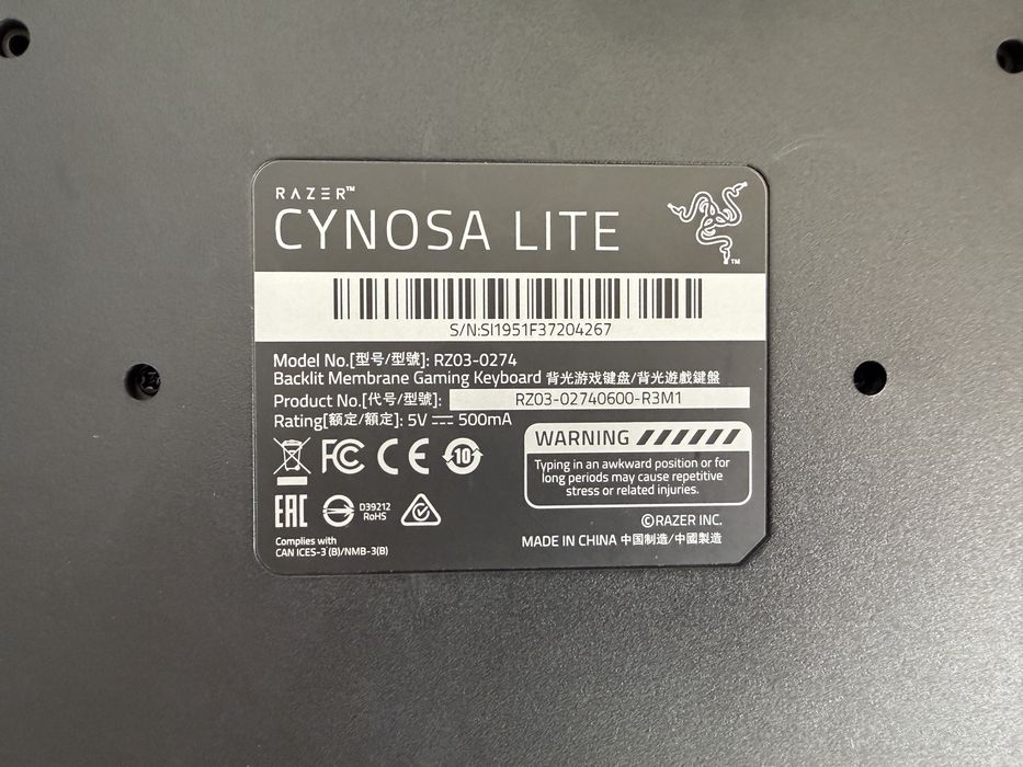 Tastatura gaming Rgb Razer Cynosa noua nefolosita