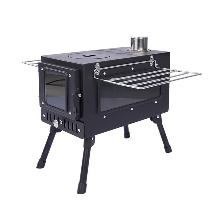 Туристическая походная печь с трубой и складными ножками