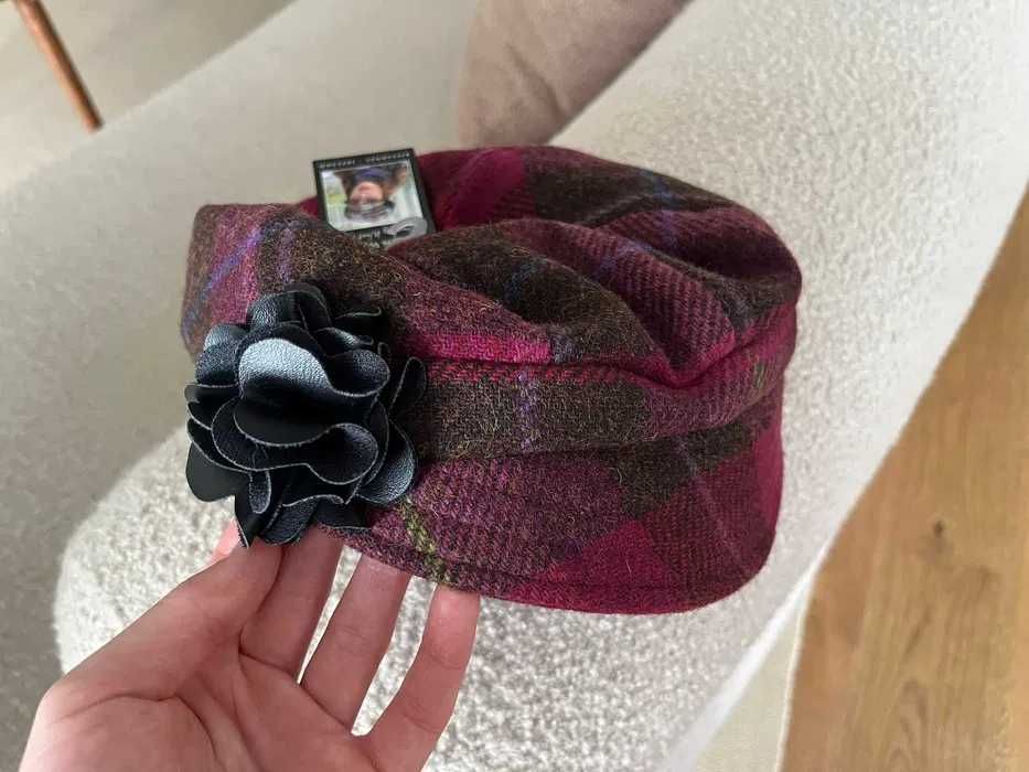 Palarie lana Mucros Weavers - Ladies Tweed Newsboy Hat - Pink Plaid