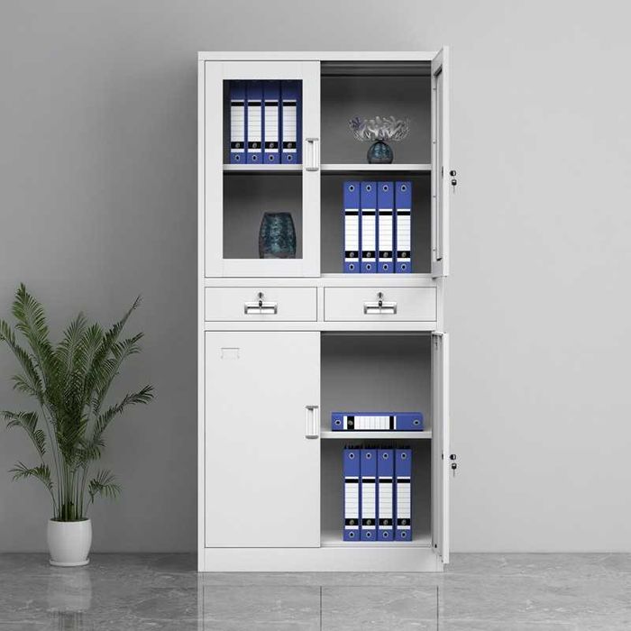 Металлический шкаф для архива со стеклянными дверцами\Шкаф папкаларга