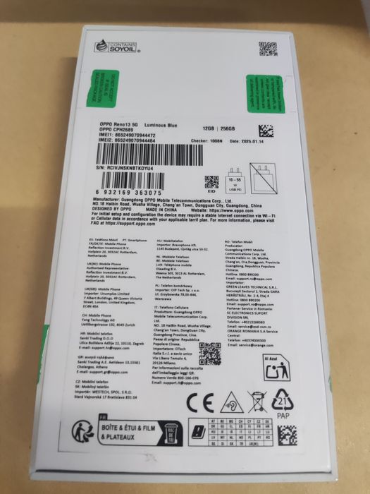 Oppo Reno 13 5G 12G ram 256Gb full box