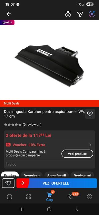 Duza îngustă karcher pentru aspiratoare wv  17 cm