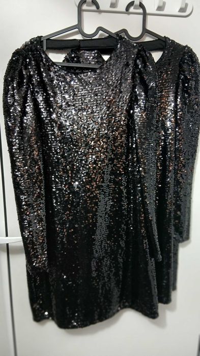 Ликвидация - рокля с пайети и дълги ръкави – AQUA, размер S