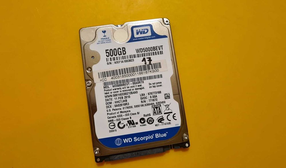 17.HDD Hard Disk Western Digital Scorpio Blue 500Gb 5400Rpm 8MB SATA 2