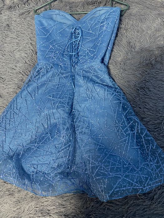 Официална къса синя рокля