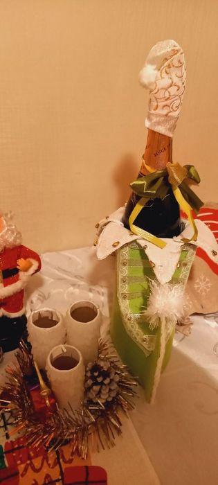 Сапожок для бутылок новогодний