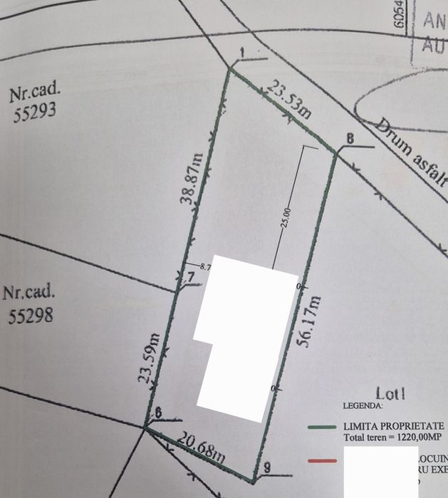 Teren intravilam 1220 mp